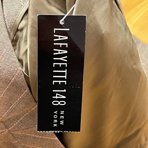 NWT Lafayette 148 New York Womens Mocha Pinstripe Pants pale pink Size 8 - Picture 7 of 10